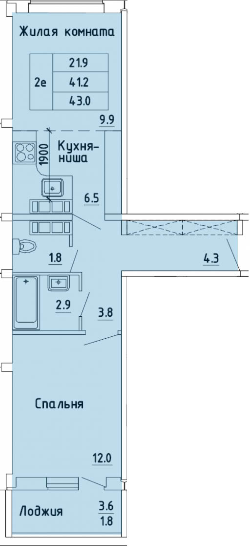 планировка квартиры 43 м2